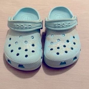 Blue Sparkle Crocs- size 8 used
